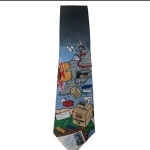 Looney Tunes Bugs Bunny Neck Tie Airplane Mail USPS Stamp Collection VTG 1997